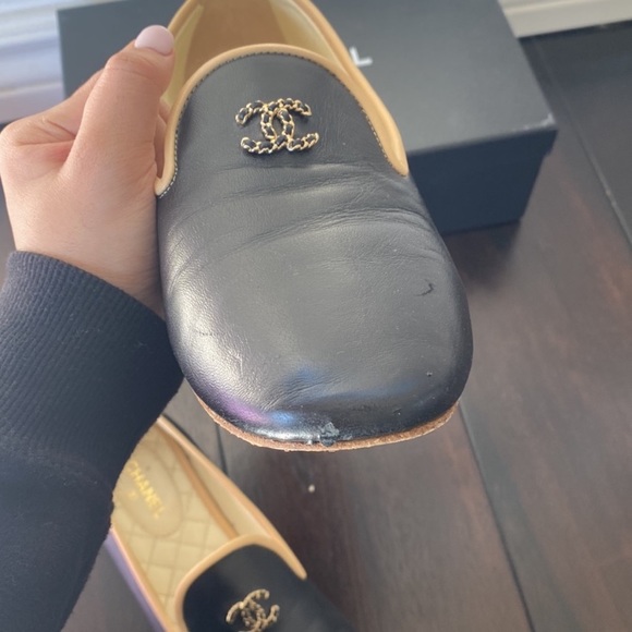 Authentic Chanel Loafers in black with gold and black hardware - Picture 5 of 5